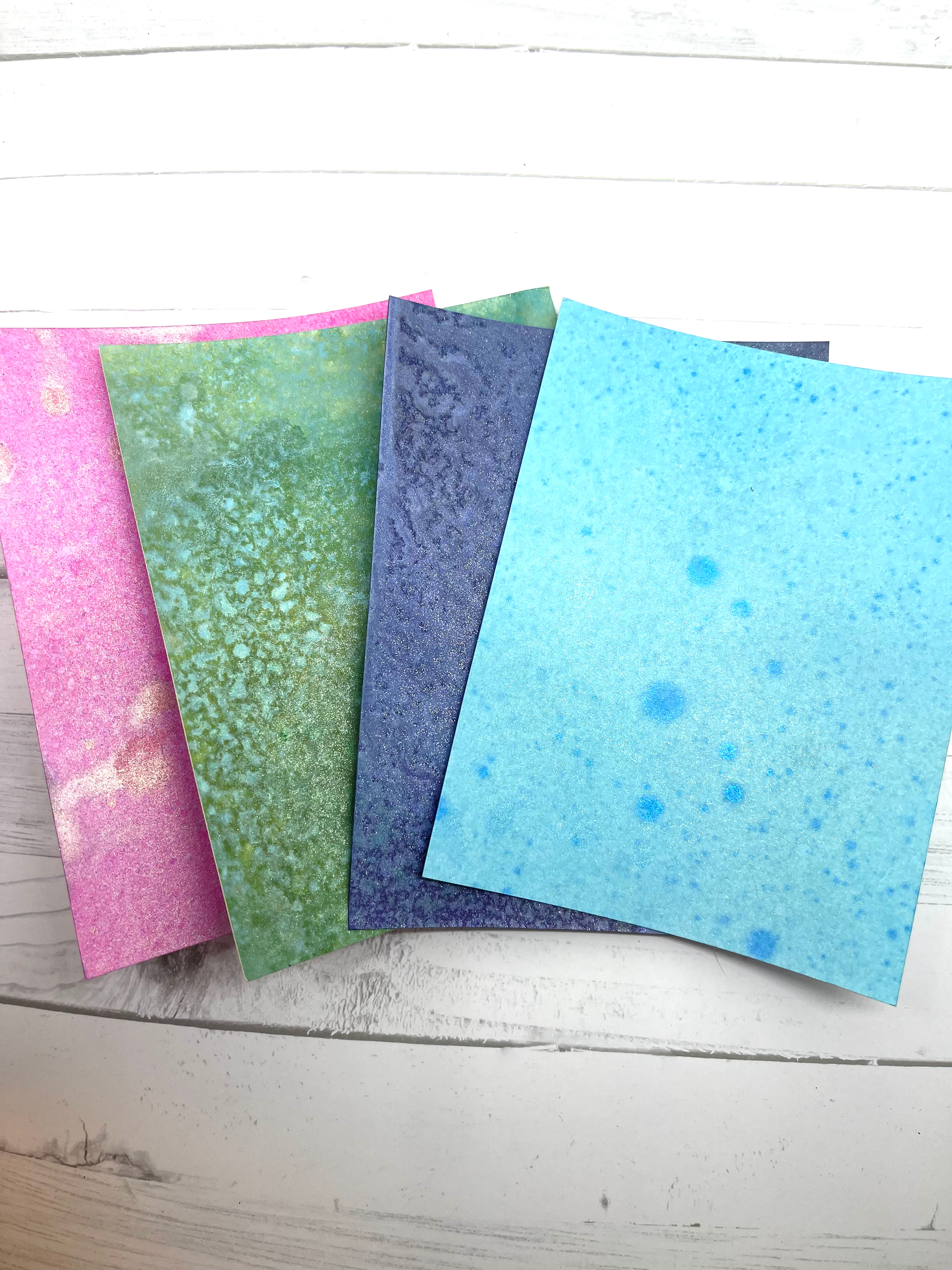Shimmery Inked Background Sheets 4 Pieces Cardstock 4.25x5.5" Mixed