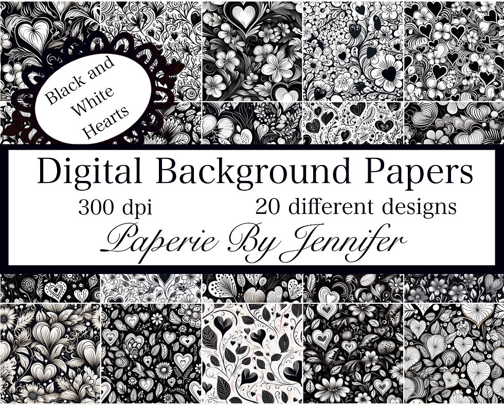Black and White Heart Backgriund Images 20 Instant Download