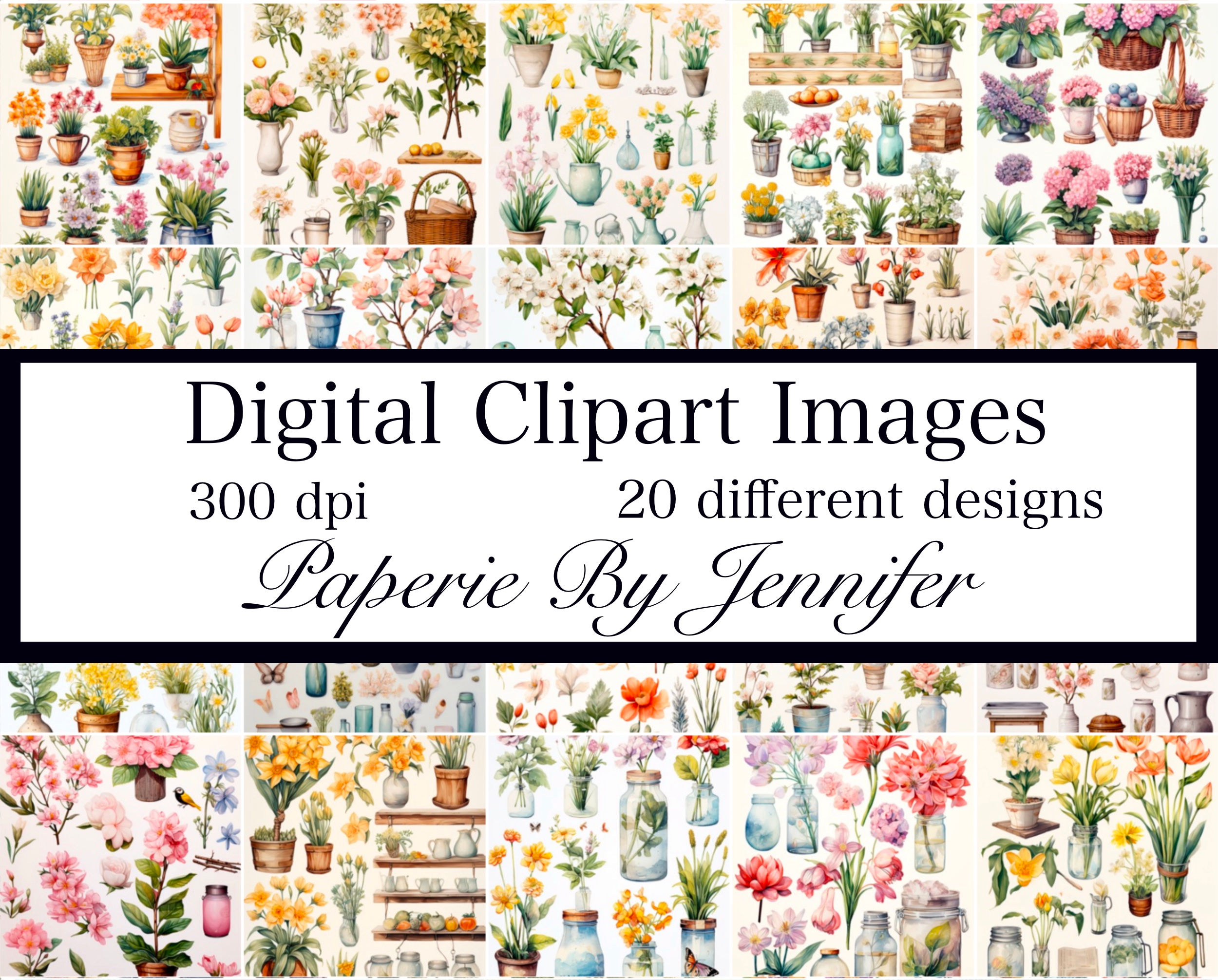 Spring Elements Clipart Images 20 Instant Download
