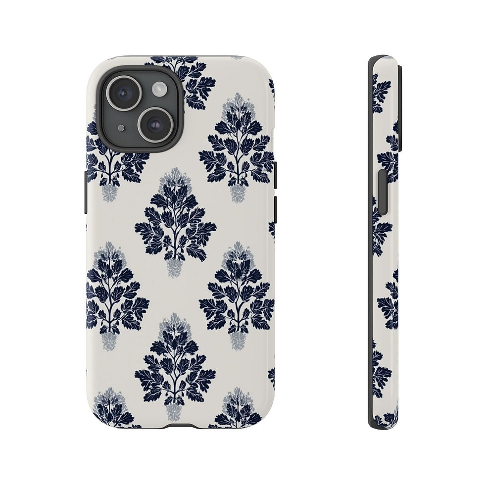 iPhone 15 16 Case Navy Leaf Symphony Cottage Core Design