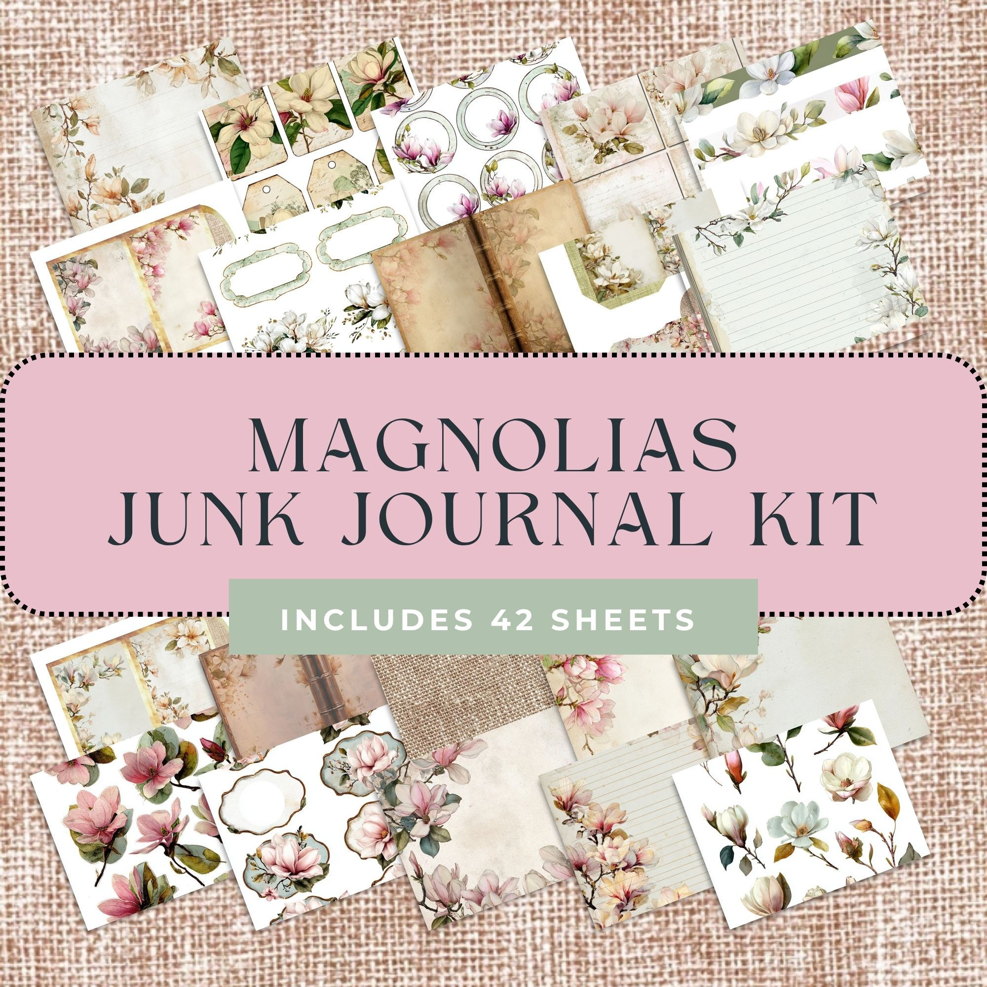Magnolias Junk Journal Kit Instant Download JPG 
