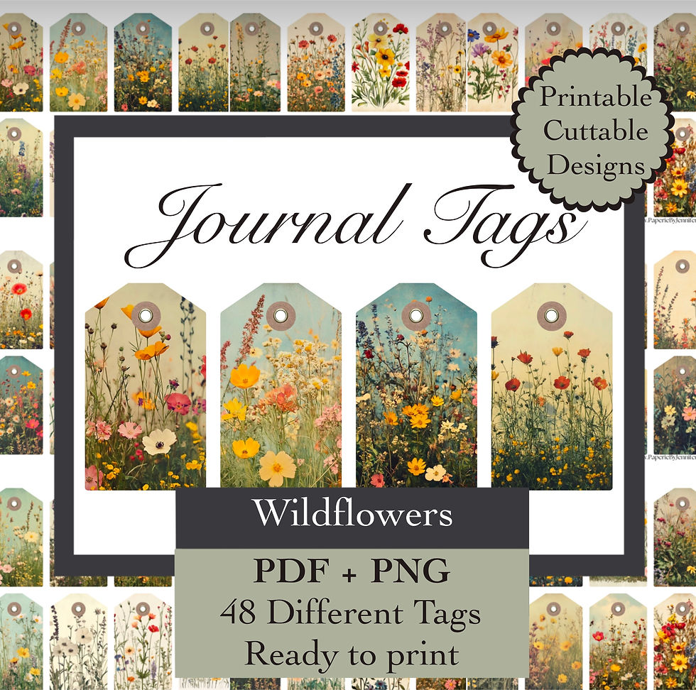 Wildflower Journal Tags 48 Designs Instant Download Printable Ta