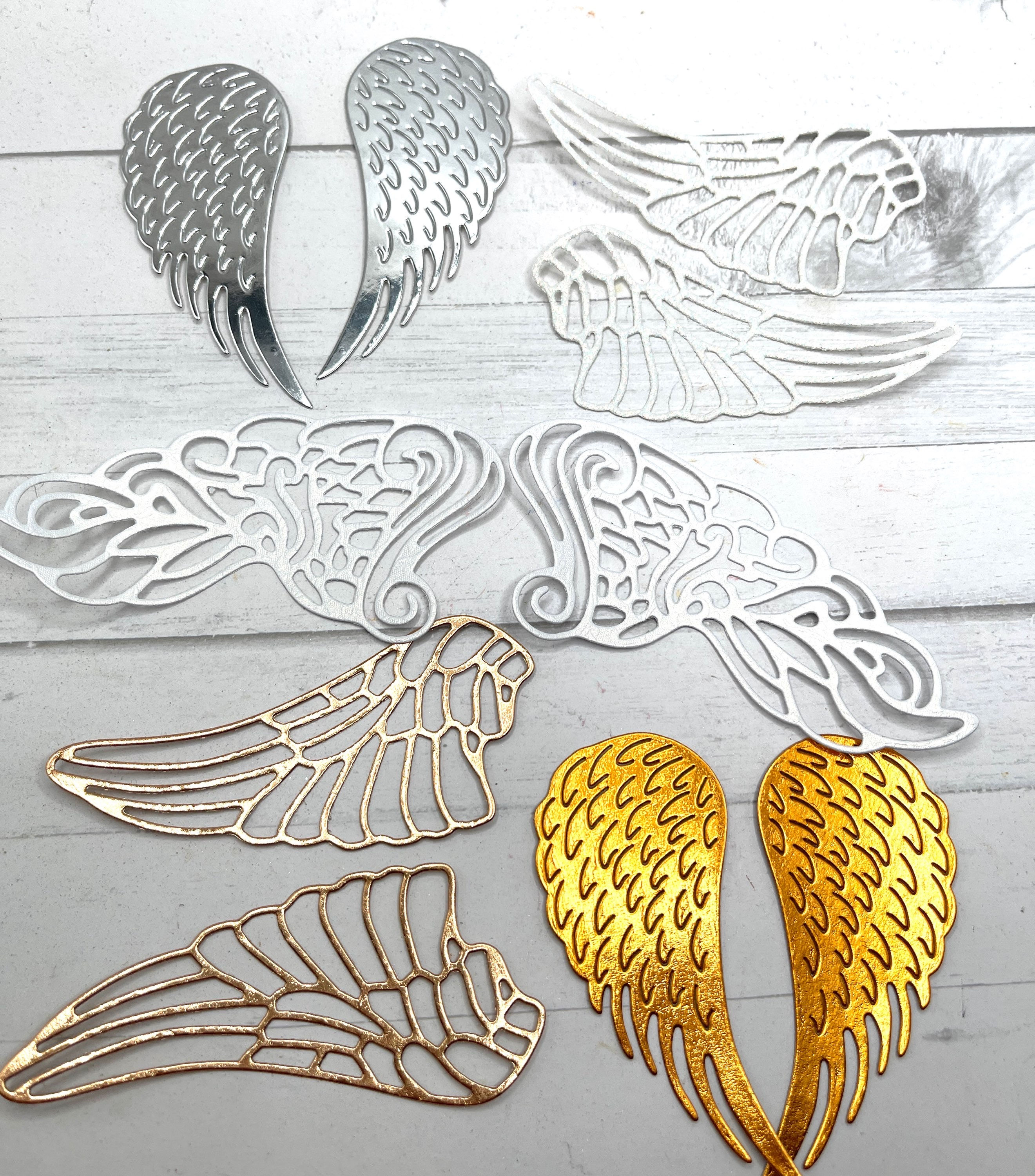 Die Cuts Angel Wings 8 Pieces Foil Mirror Glitter Shimmer Basic Cardstock Wings