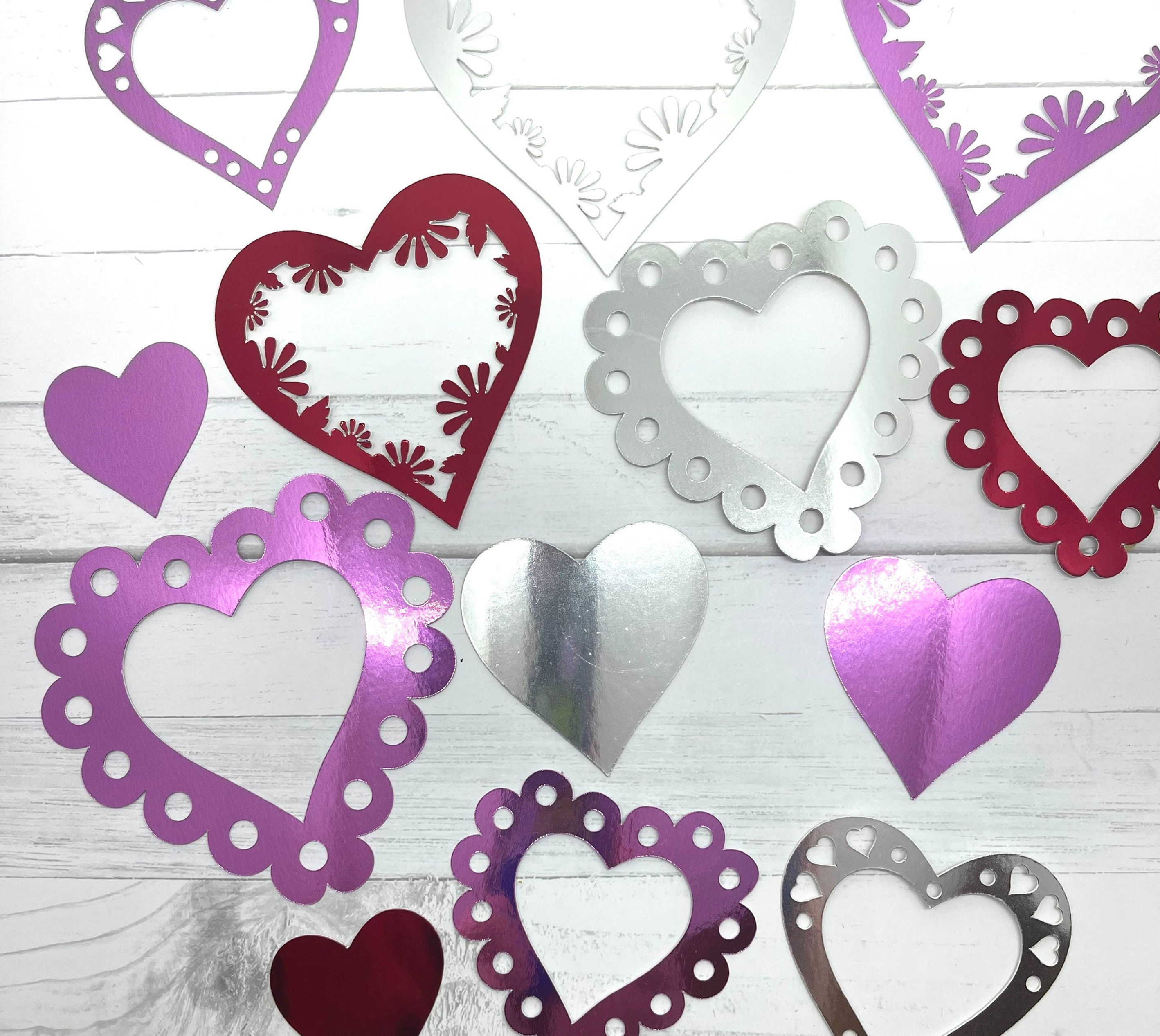 Die Cuts Fancy Heart 16 Pieces Glitter Foil Basic Cardstock Die Cut Heart Shapes
