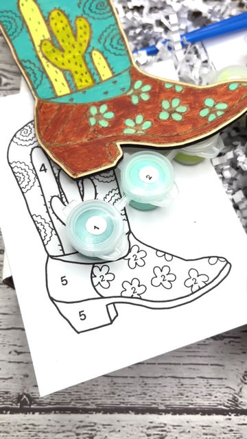 Thumbnail: DIY Paint Kit Cowboy Boot Craft Kit Activities Wood Paint Set Gift Stress Relief