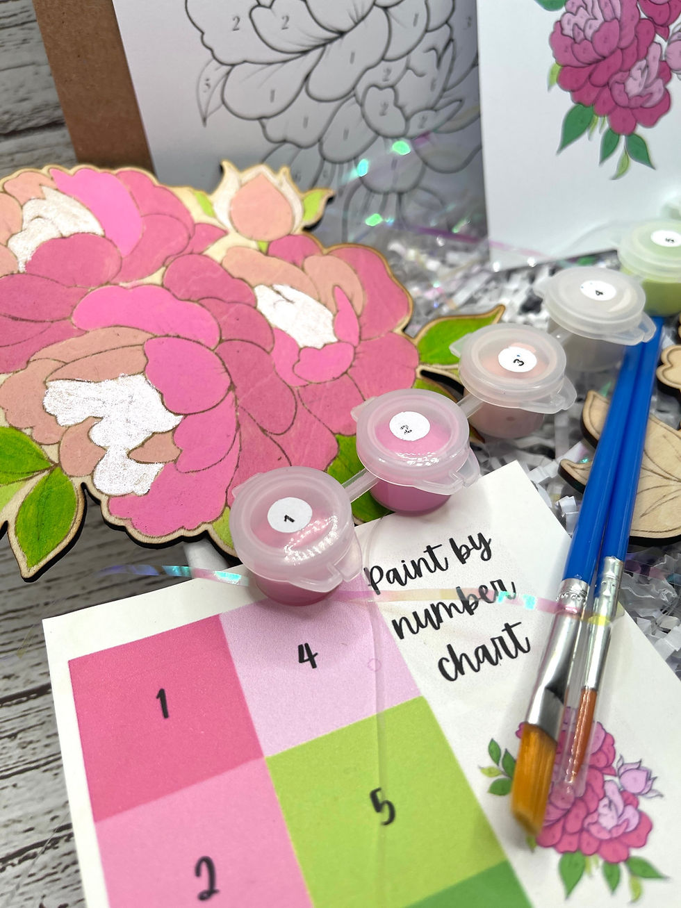 Thumbnail: DIY Paint Kit Roses Craft Kit Activities Wood Paint Set Gift Stress Relief Paint