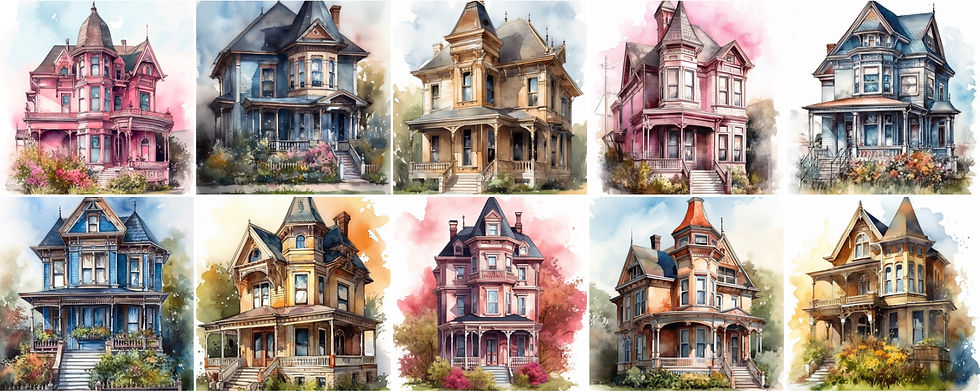 Thumbnail: Victorian Homes Clipart Images 20 Instant Download