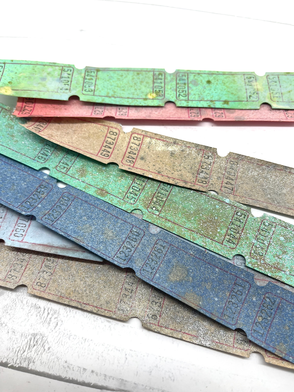 Thumbnail: Handmade Inked Junk Ticket Journal Elements set of 32