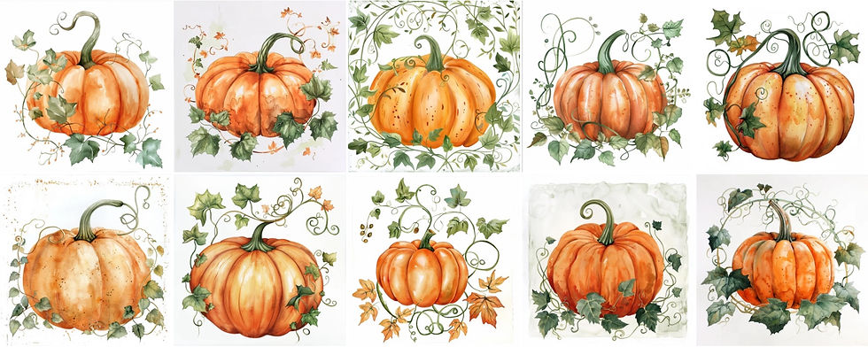 Thumbnail: Watercolor Pumpkins Background Images 20 Instant Download Opalescen