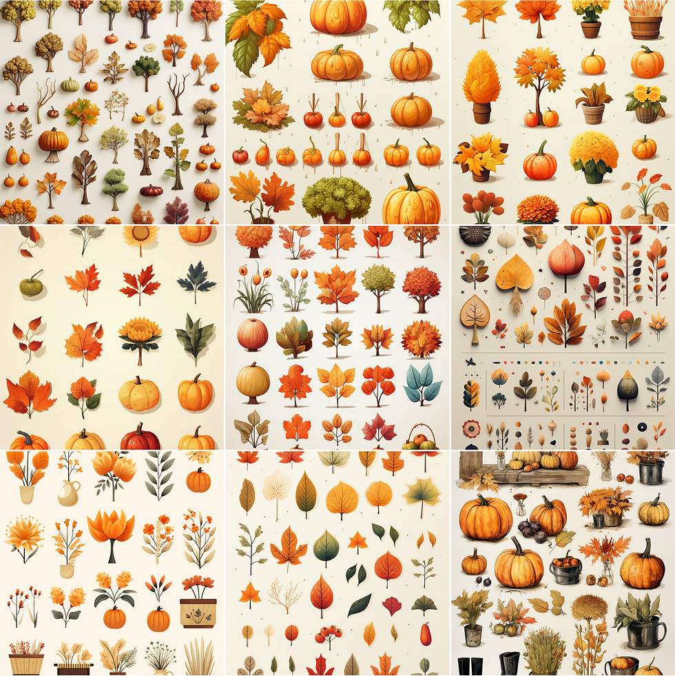 Thumbnail: Autumn Elements Clipart DIGITAL 10 Card Background Printabl
