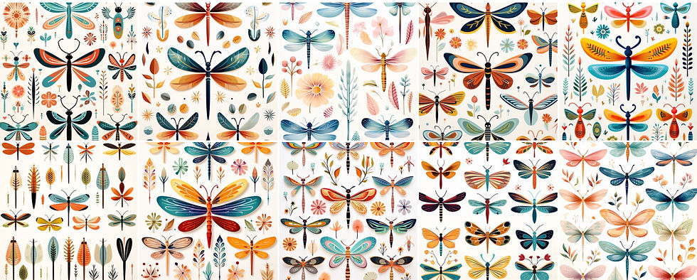 Thumbnail: Dragonflies Clipart DIGITAL 10 Card Background Printabl