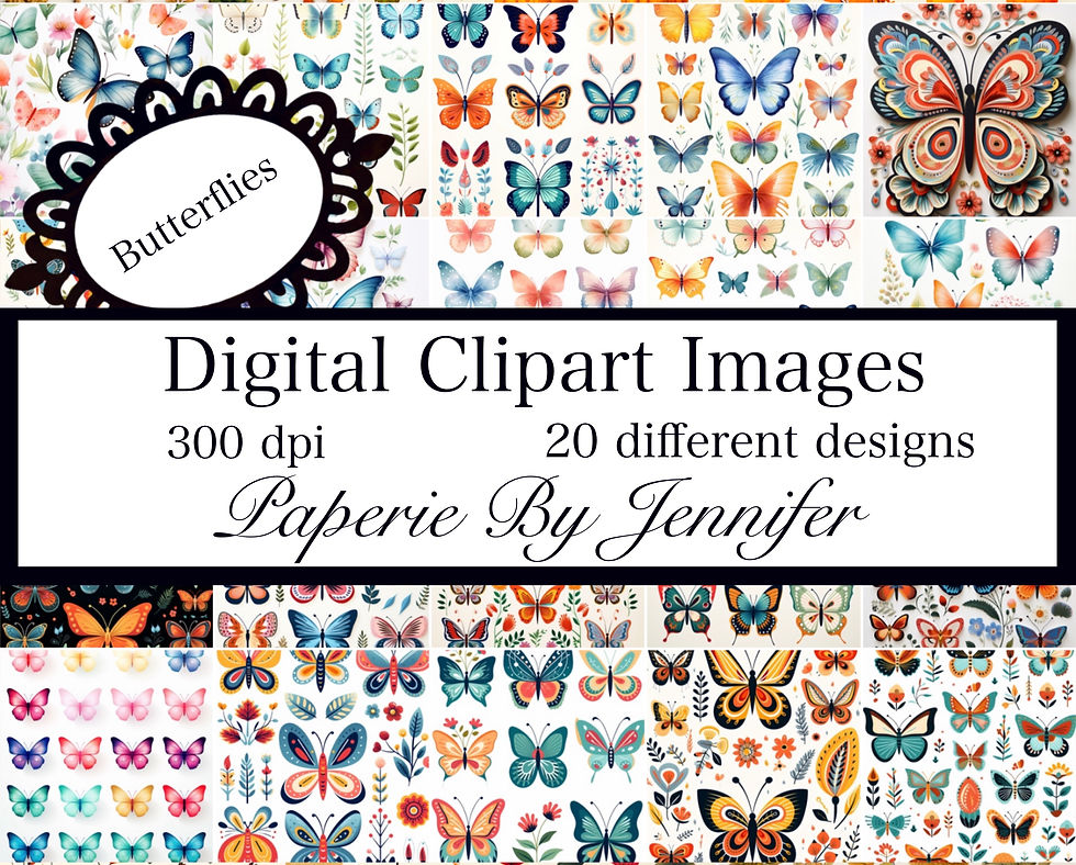 Butterflies Clipart DIGITAL 10 Card Background Printabl