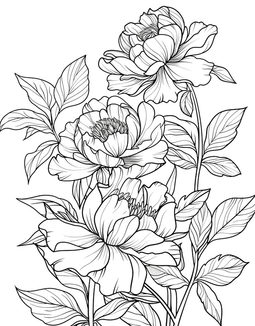 Thumbnail: Peony and Poppy Coloring Book 20 Pages Instant Download