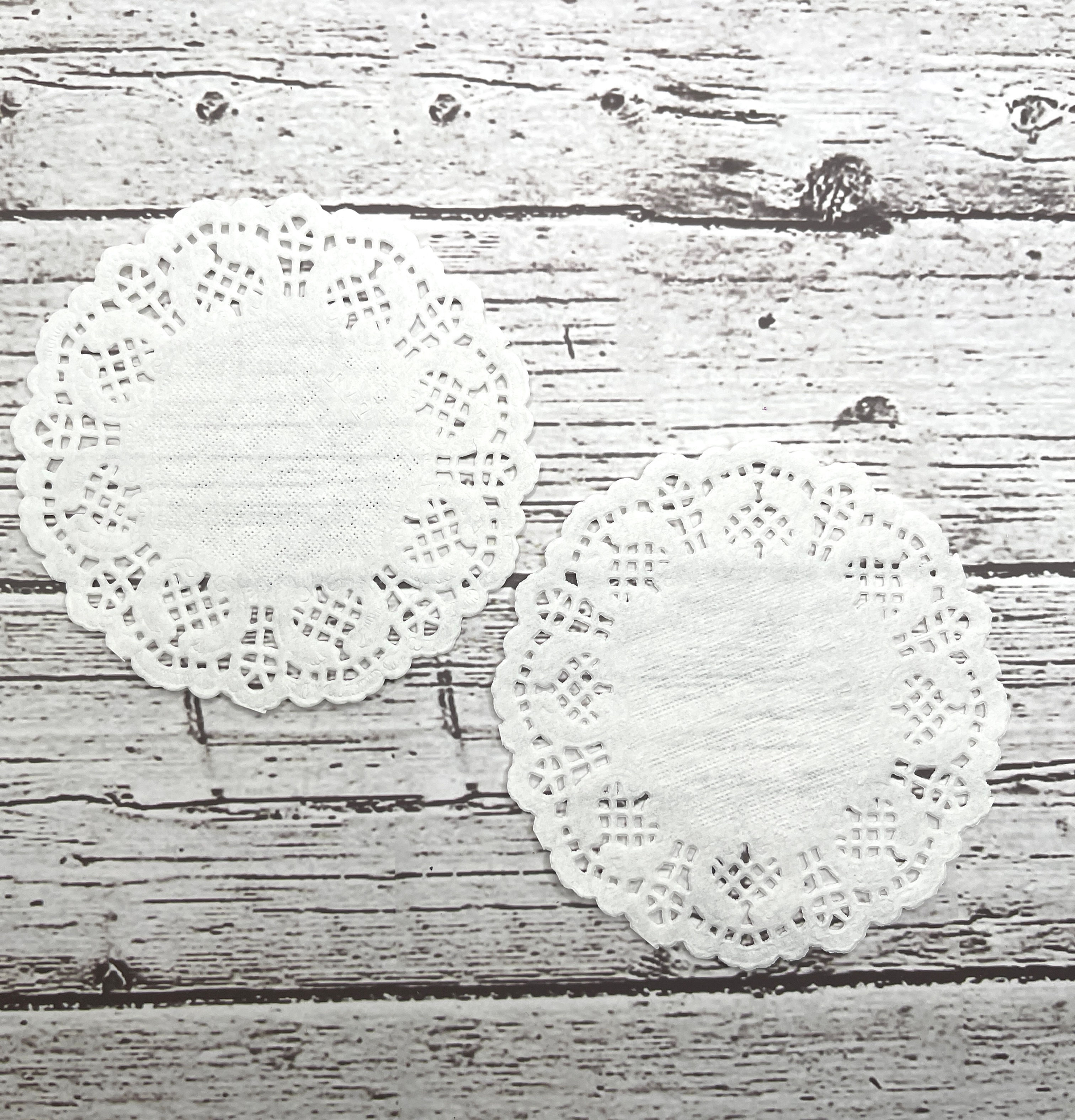 White Vintage Style Ephemera 10 Pc Doilies 3 1/2 inches Tea Dyed Inked