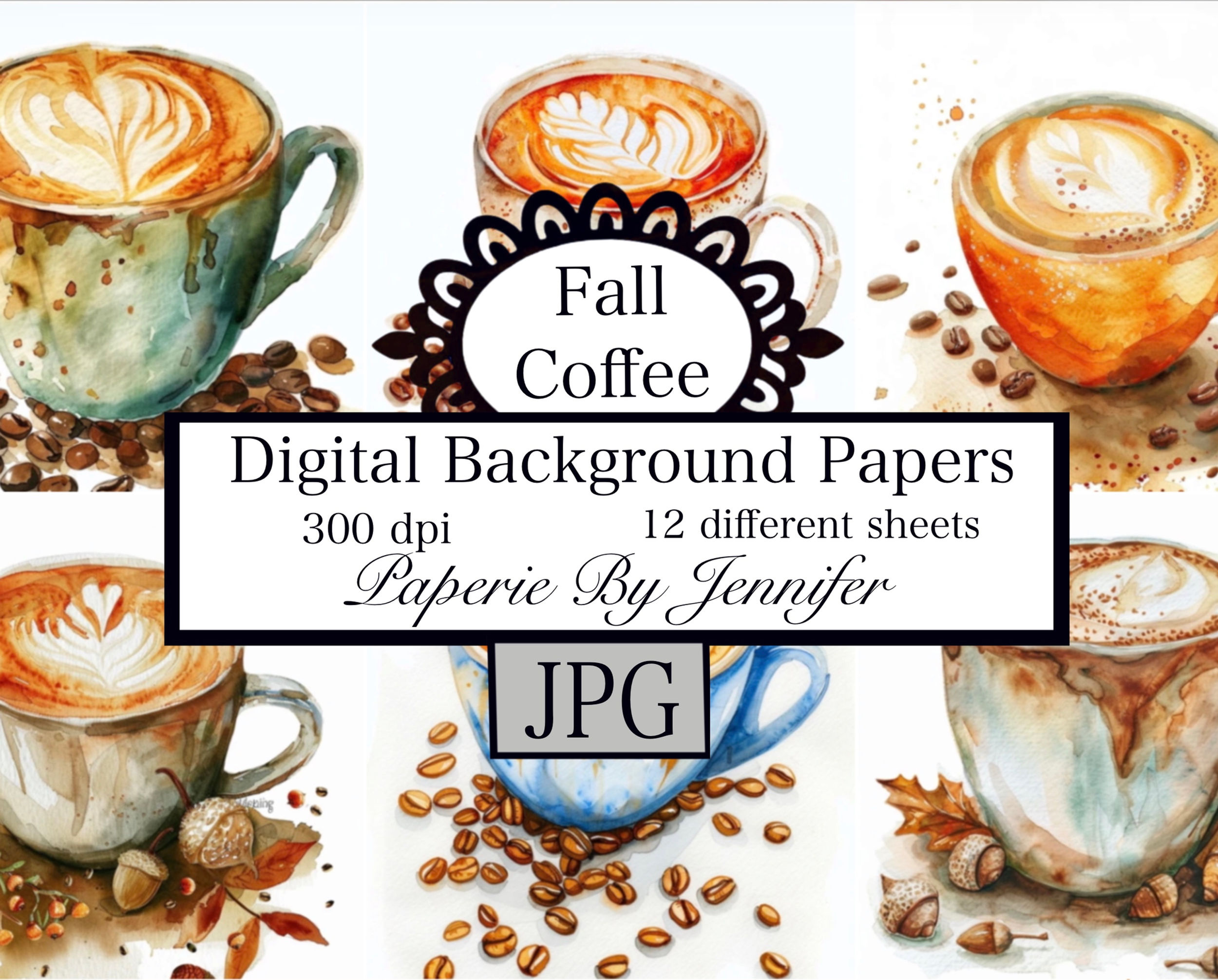 Fall Coffee Backgrounds 12 Designs Instant Download