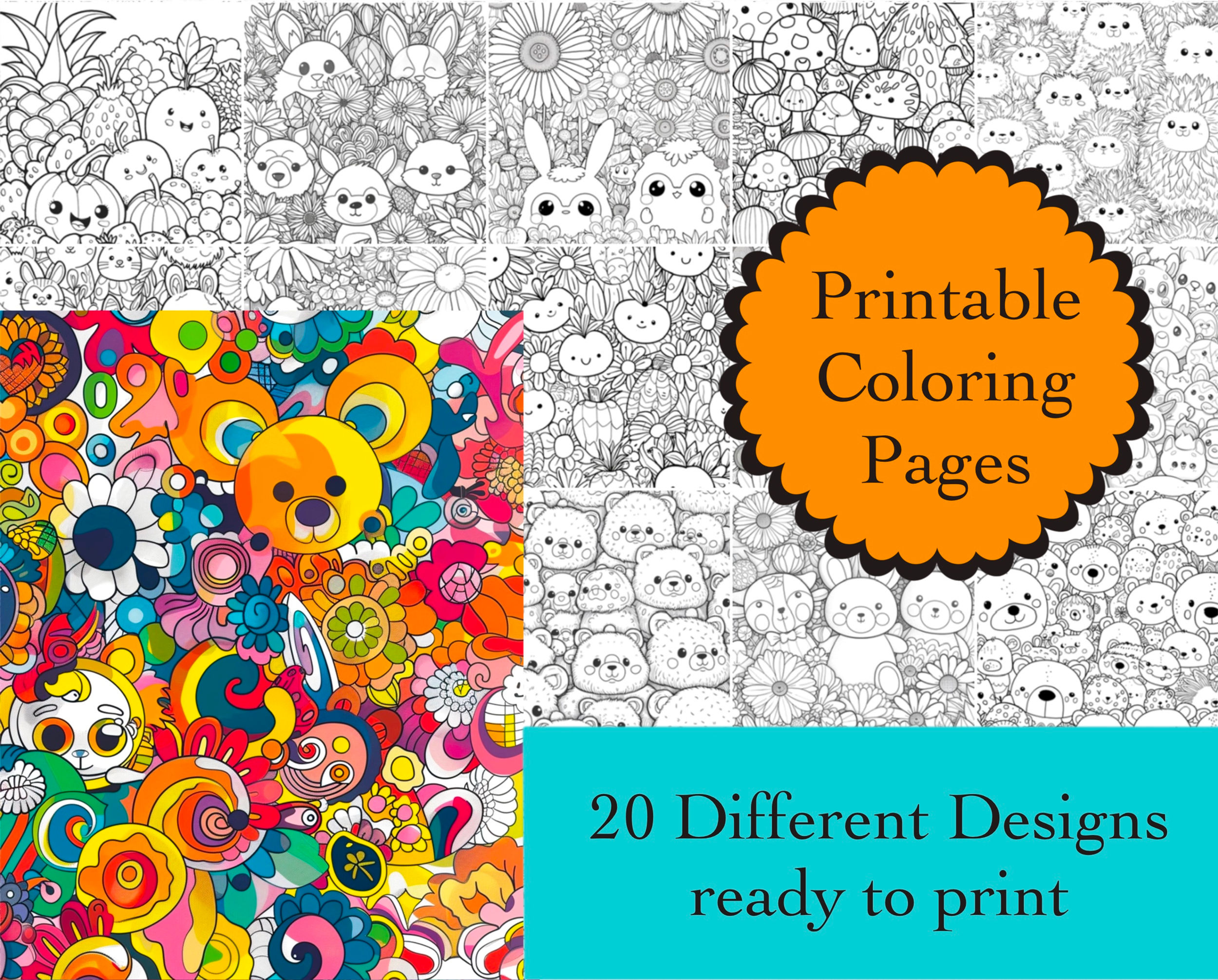 Cute Animals Coloring Book 20 Coloring Pages Instant DownloaLi