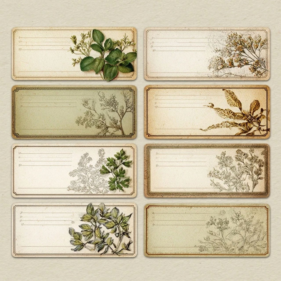 Thumbnail: Herbarium Labels Ephemera Images 12 Sheets Instant Download Junk Journal 