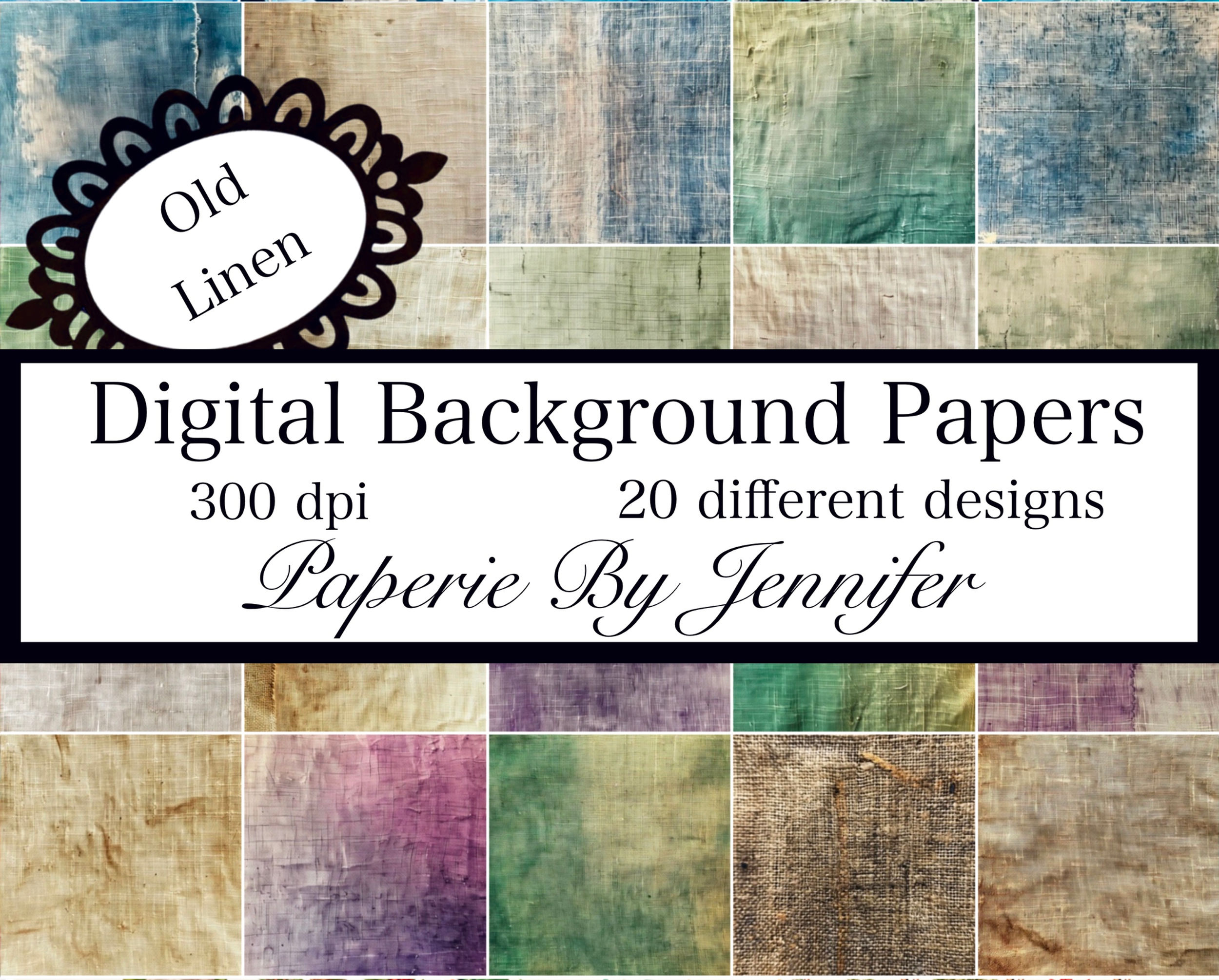 Old Linen Backgrounds 20 Designs Instant Download Digital Images