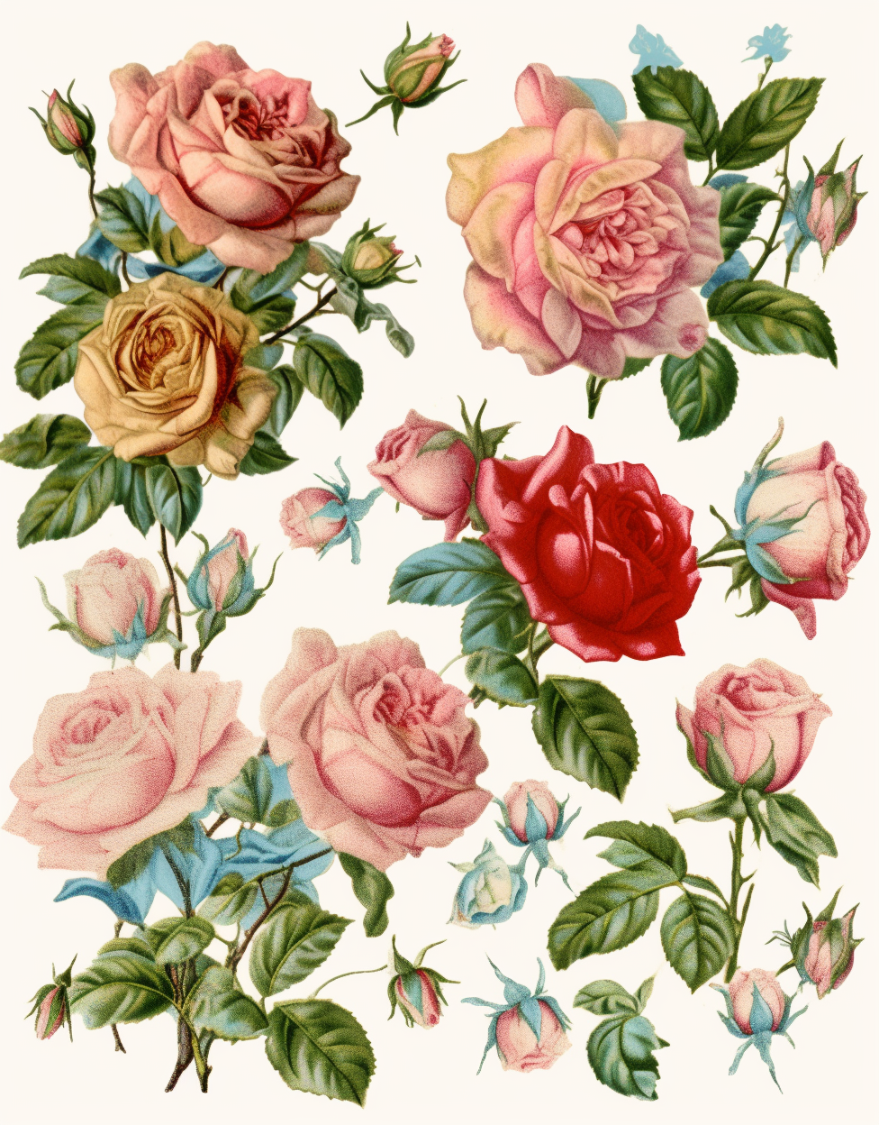 Thumbnail: Victorian Roses Clipart DIGITAL 10 Card Background Printabl