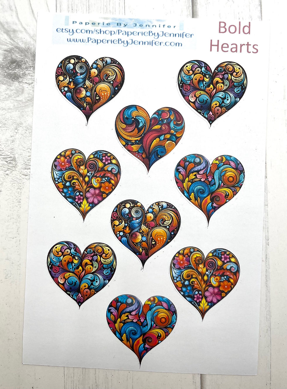 Thumbnail: Art Stickers Bold Hearts 2 Sheets 18 Stickers Journal Embellishments