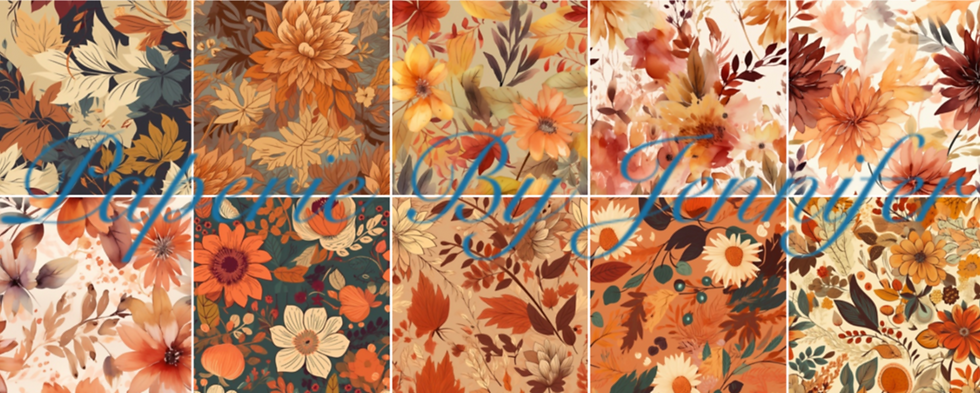 Thumbnail: DIGITAL 20 Autumn Floral Card Background Printable Scrapbook