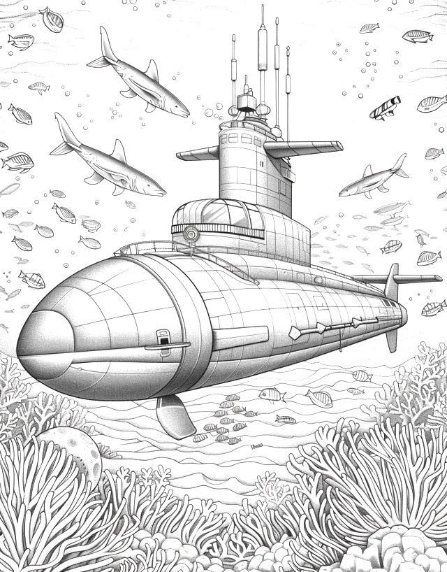Thumbnail: Submarine Coloring Book 20 Coloring Pages Instant DownloaLi
