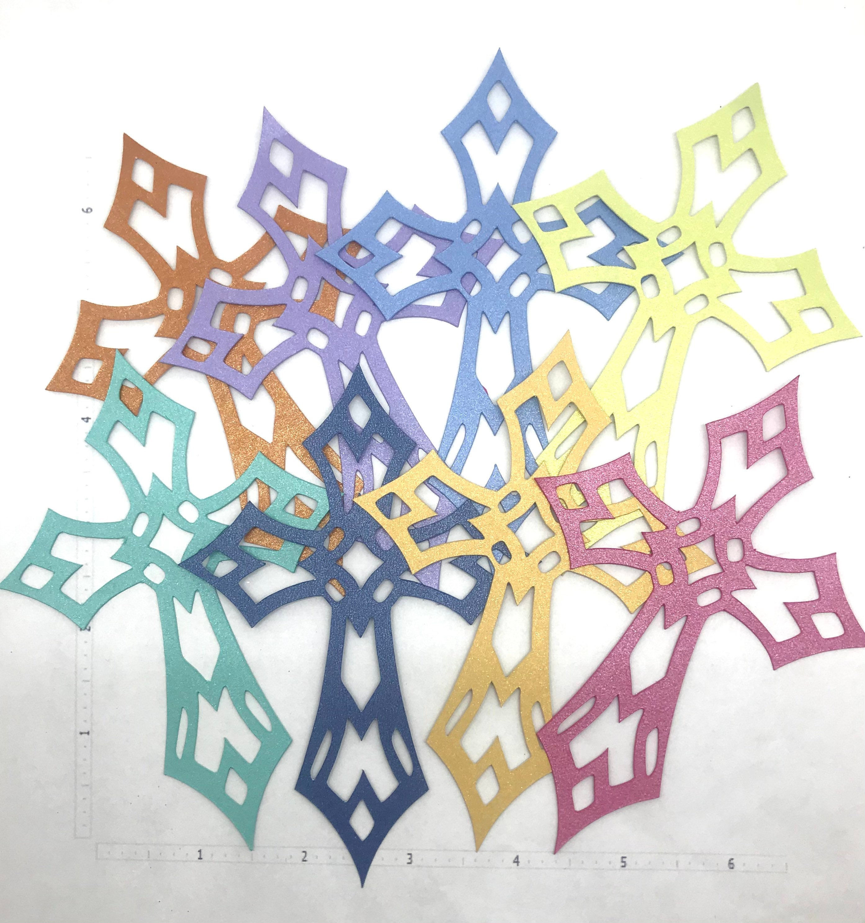 Die Cuts Large Cross 8 Pieces Pearl Mix Cardstock