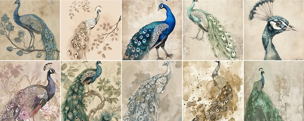 Thumbnail: Vintage Peacocks Images 20 Instant Download Opalescen