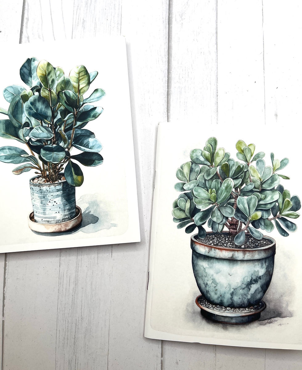 Thumbnail: Cute Mini House Plant 5 inch Set of 2 Blank Notebook Plants Notebook