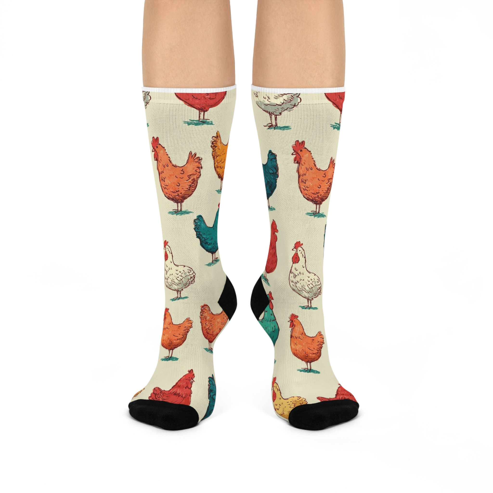 Crew Socks - Charming Chickens Design