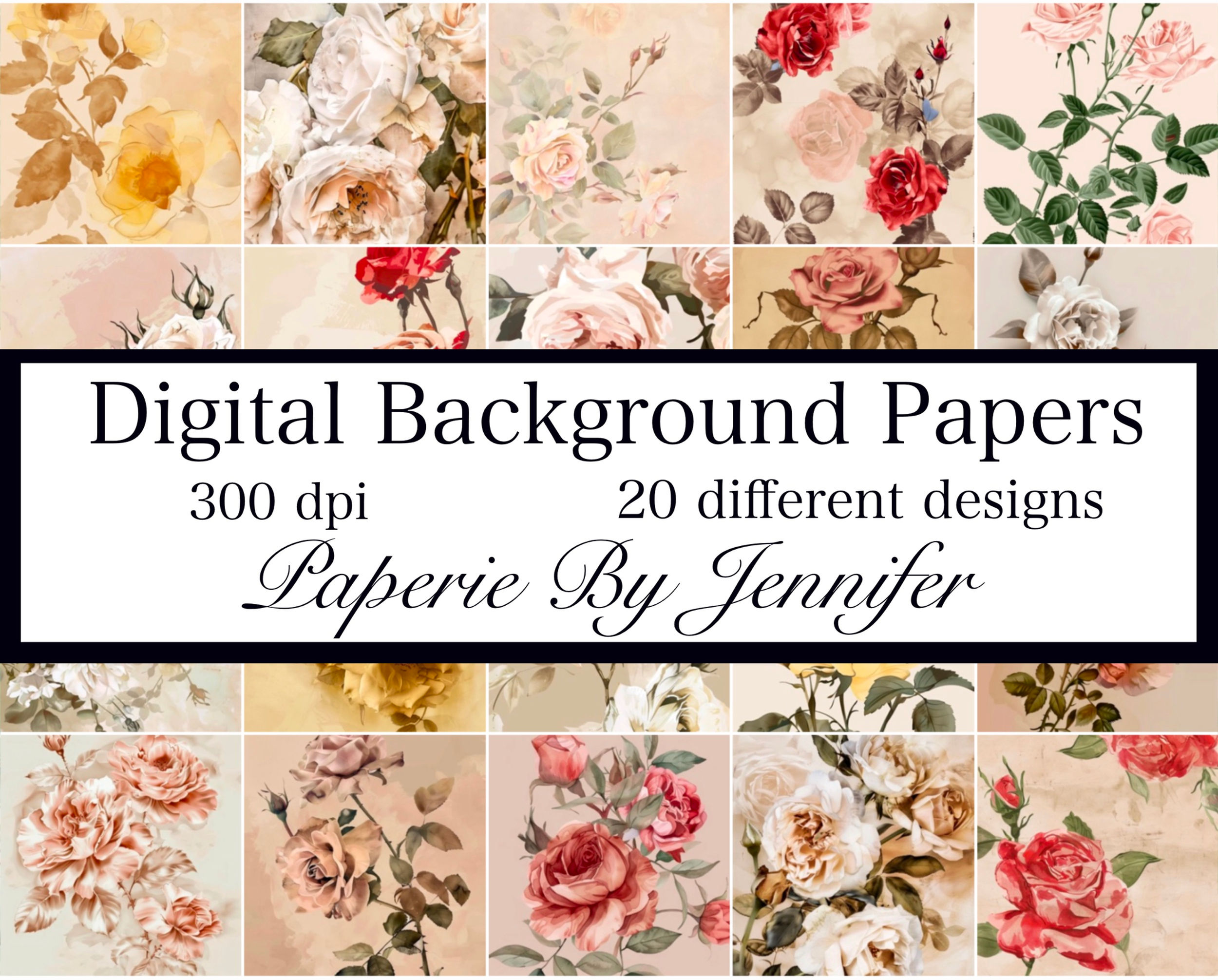 Vintage Roses Images 20 Instant Download Opalescen