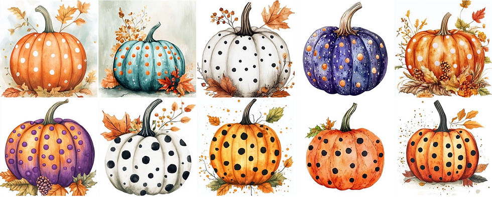 Thumbnail: Polka Dot Pumpkins Background Images 20 Instant Download