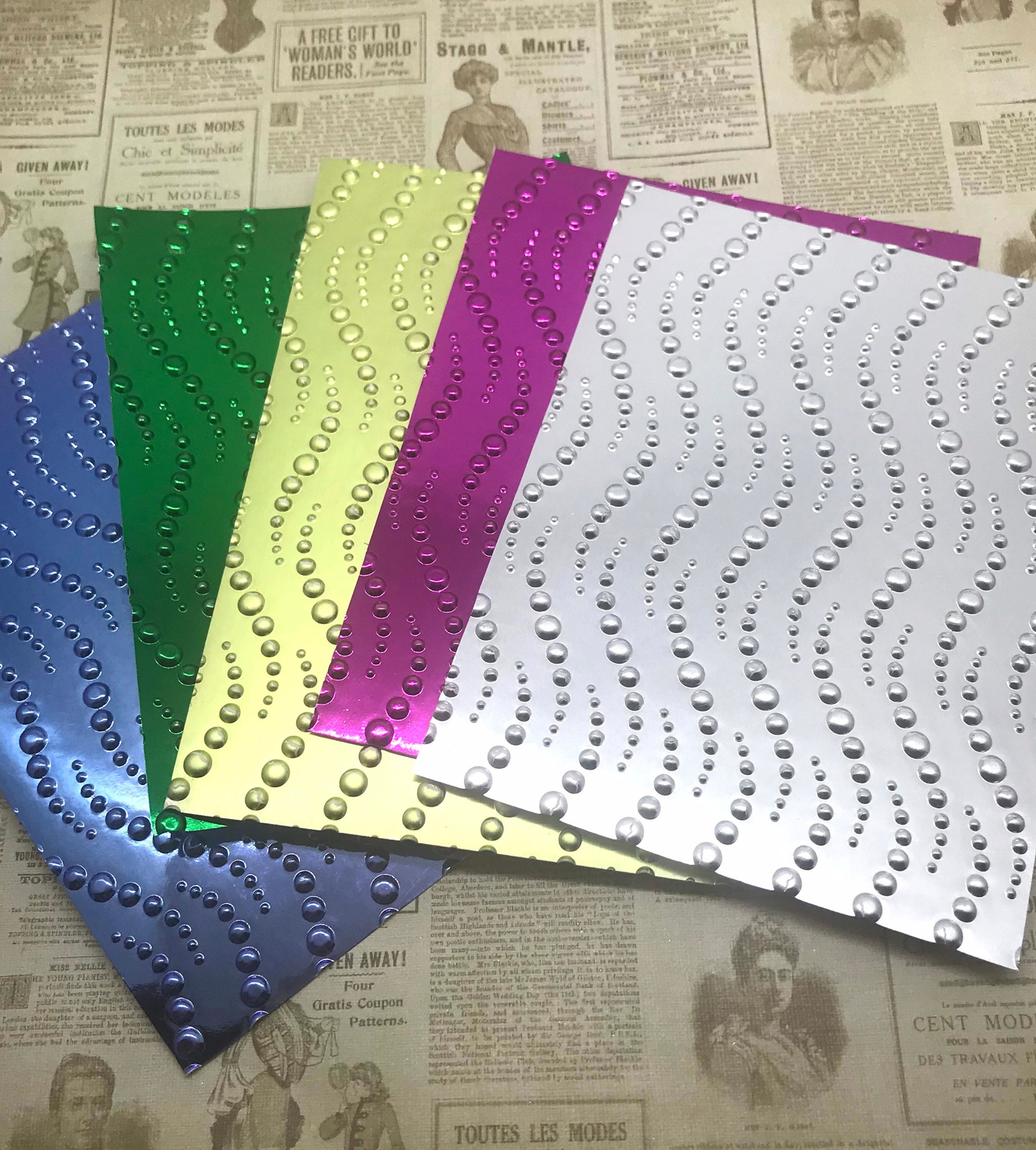 Metallic Wavy Dots Deep Embossed Background Sheets 6 Pieces