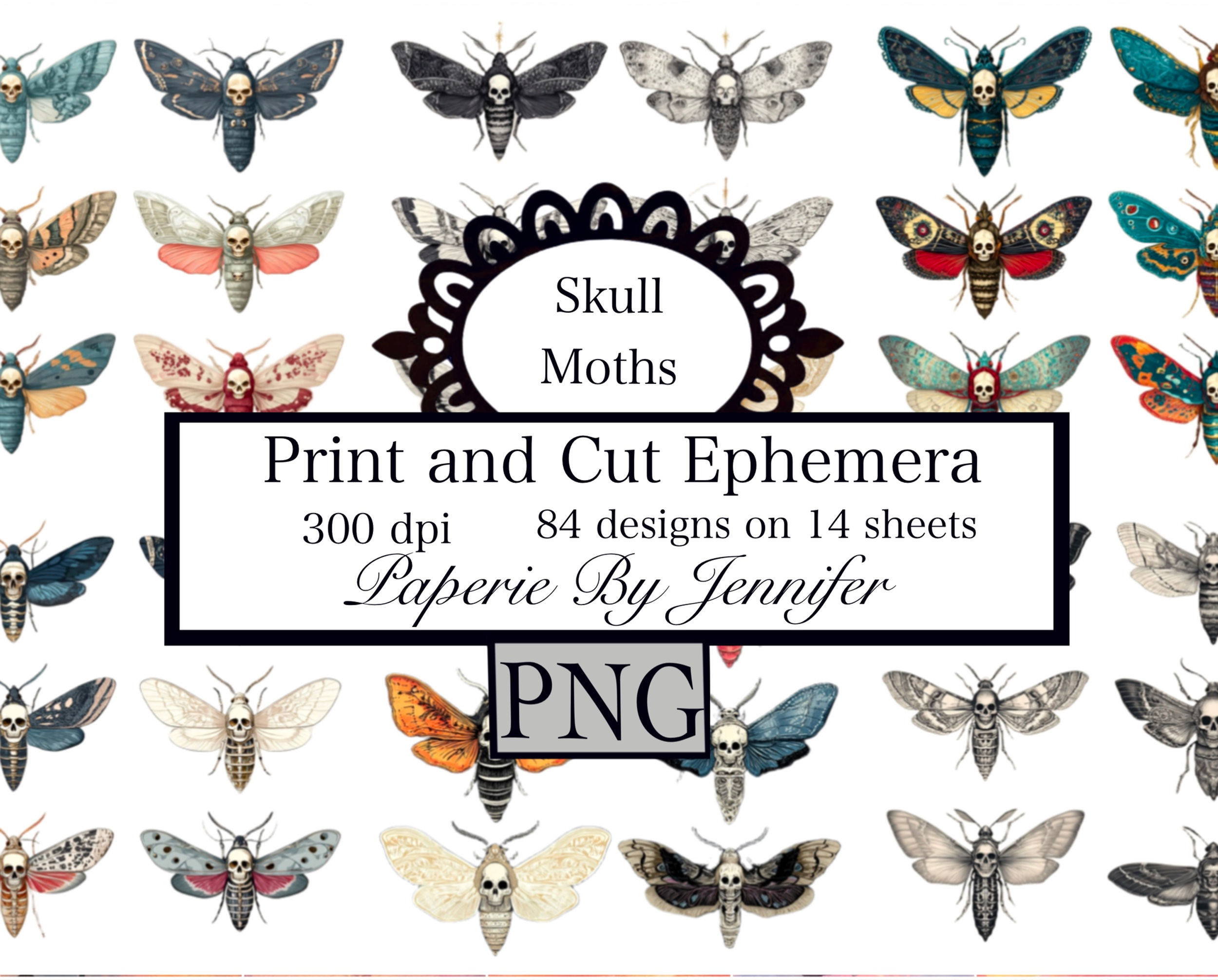 Skull Moth Clipart Images 14 Instant Download