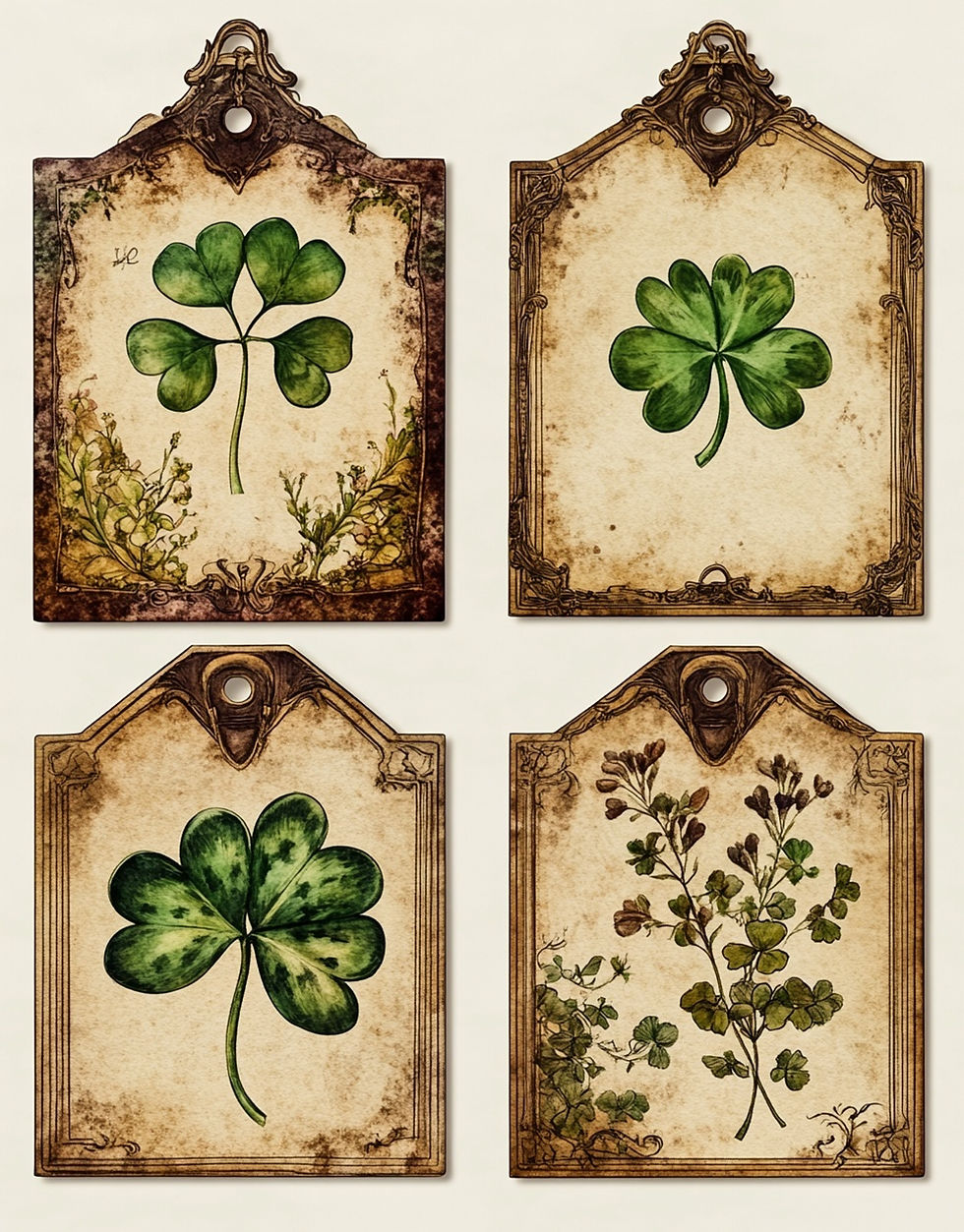 Thumbnail: Shamrock Tags 12 Sheets Ephemera Instant Download Designs JPG