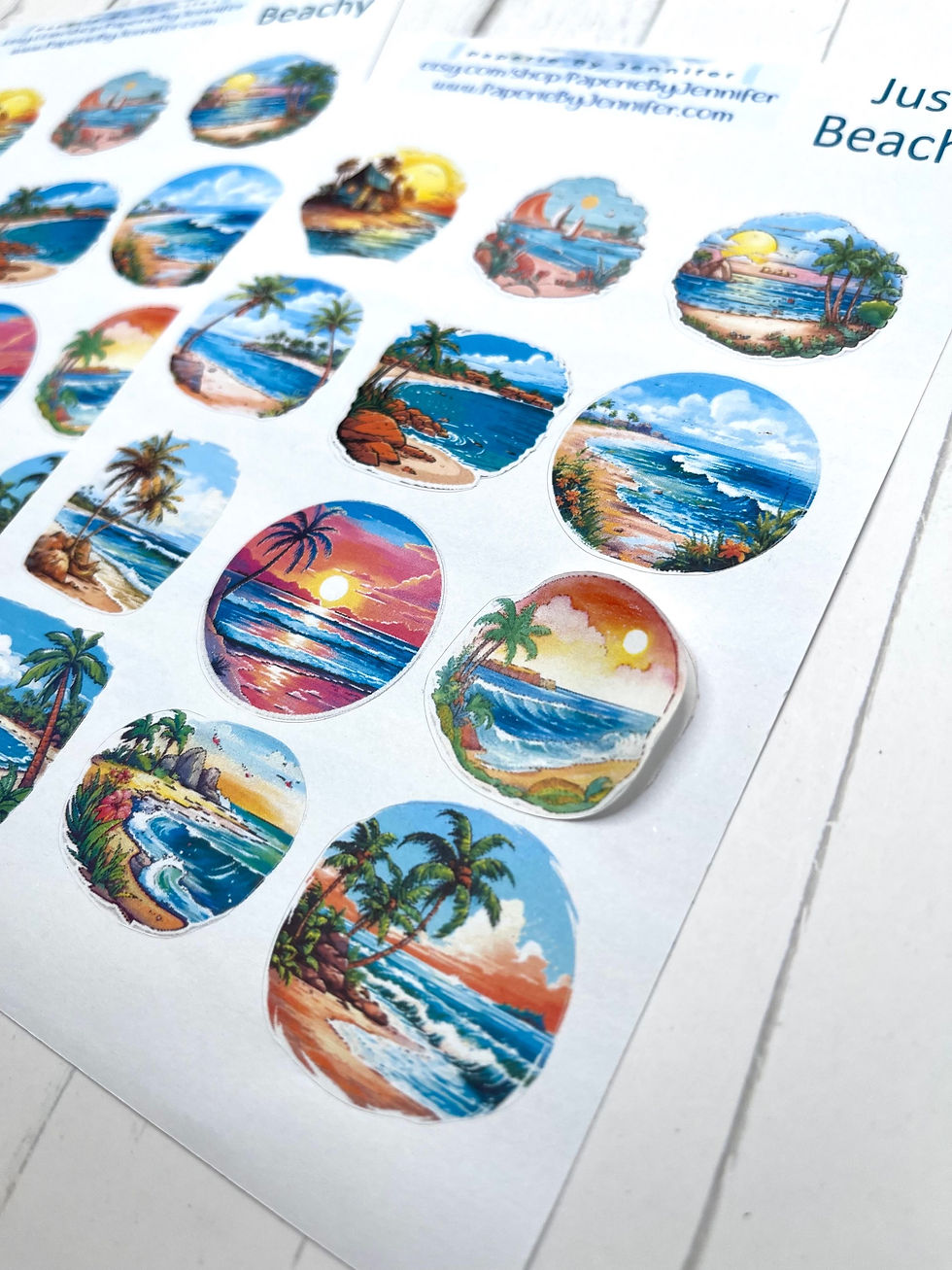 Thumbnail: Art Stickers Just Beachy 2 Sheets 24 Stickers Planner Journal Embellishments