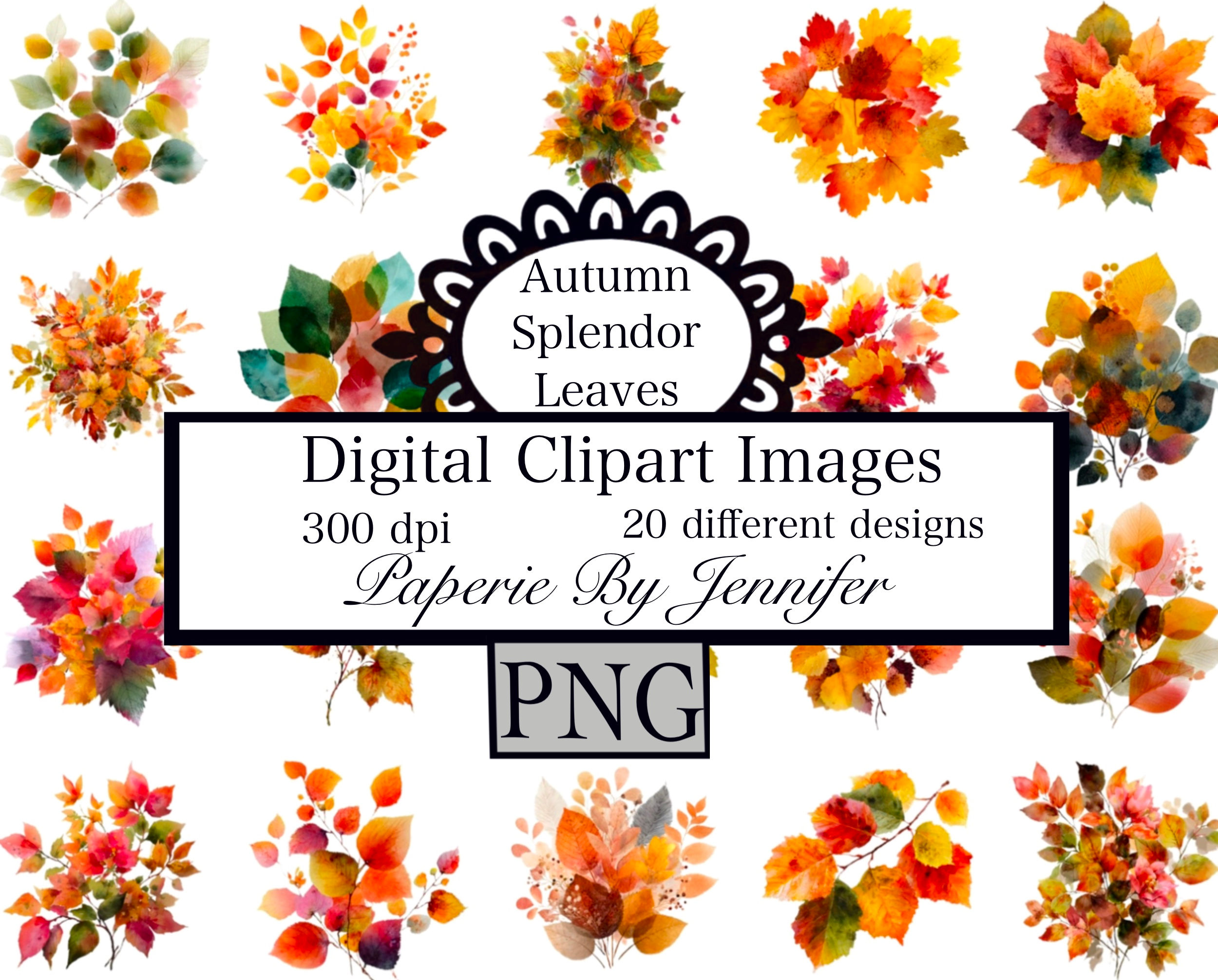 Autumn Leaves Clipart Images 20 Instant Download Fall PNG