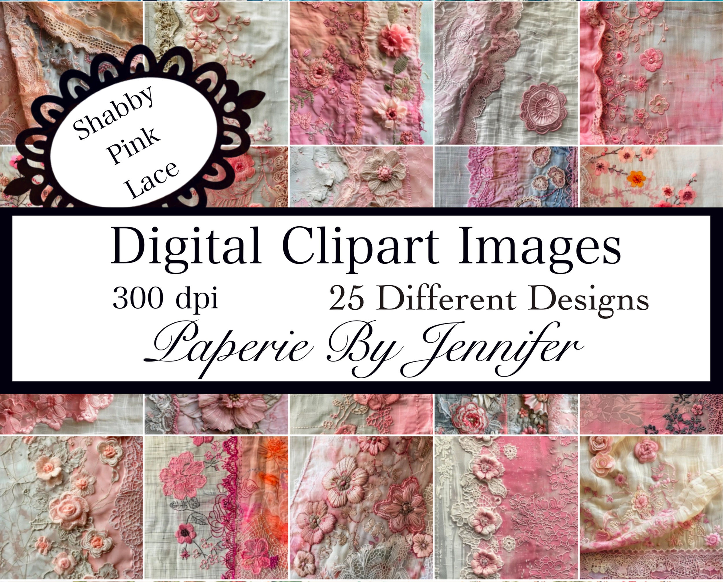 Shabby Pink Lace Backgrounds 20 Designs Instant Download Digital Images