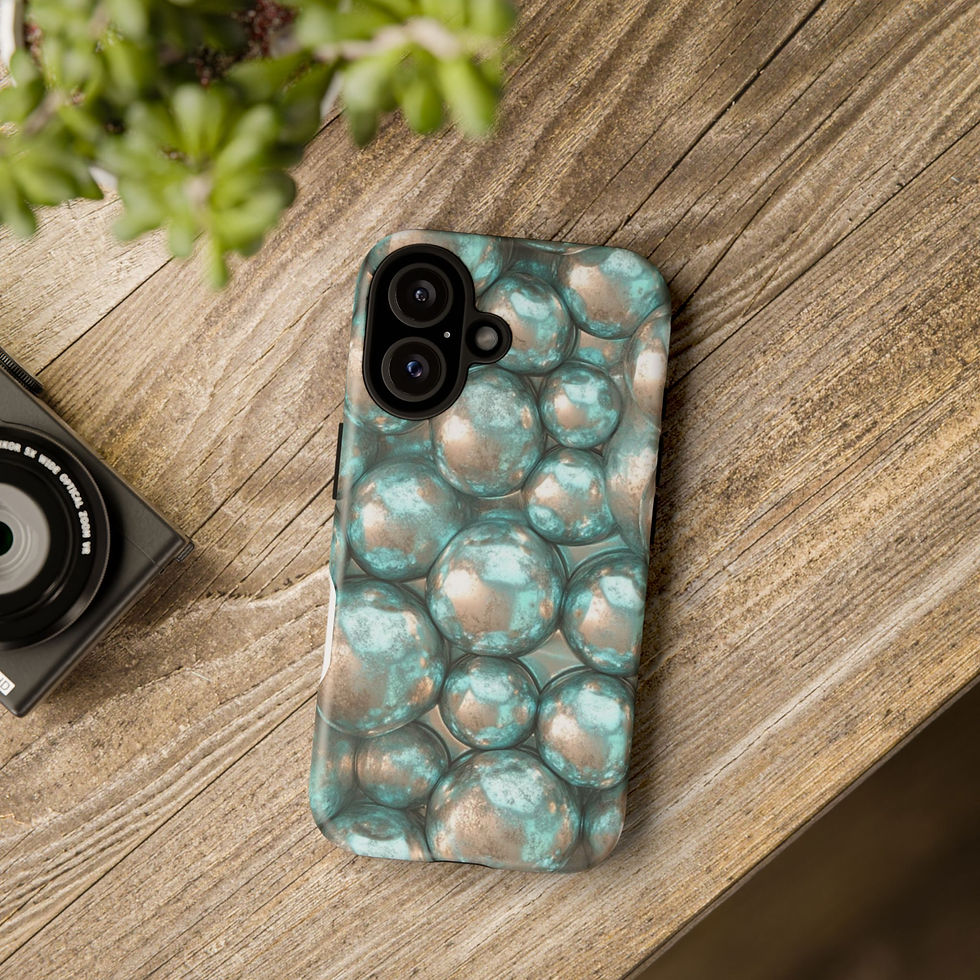Thumbnail: Phone Cases - Turquoise Metallic Paint Bubbles Design