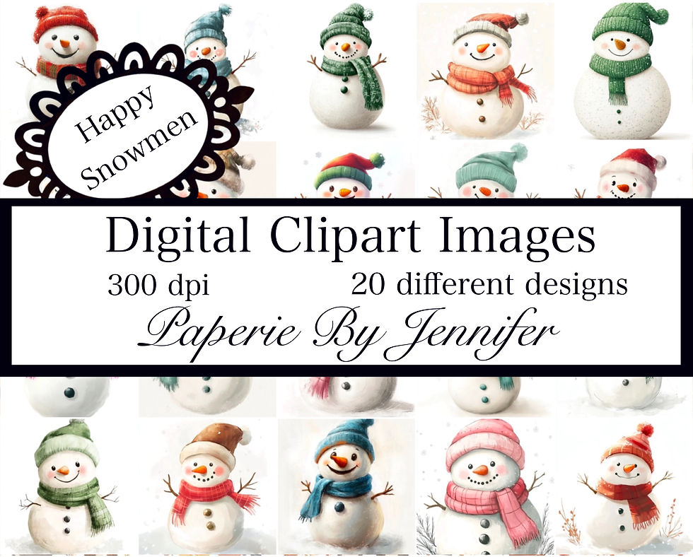 Happy Snowmen Clipart DIGITAL 20 Card Background Printable
