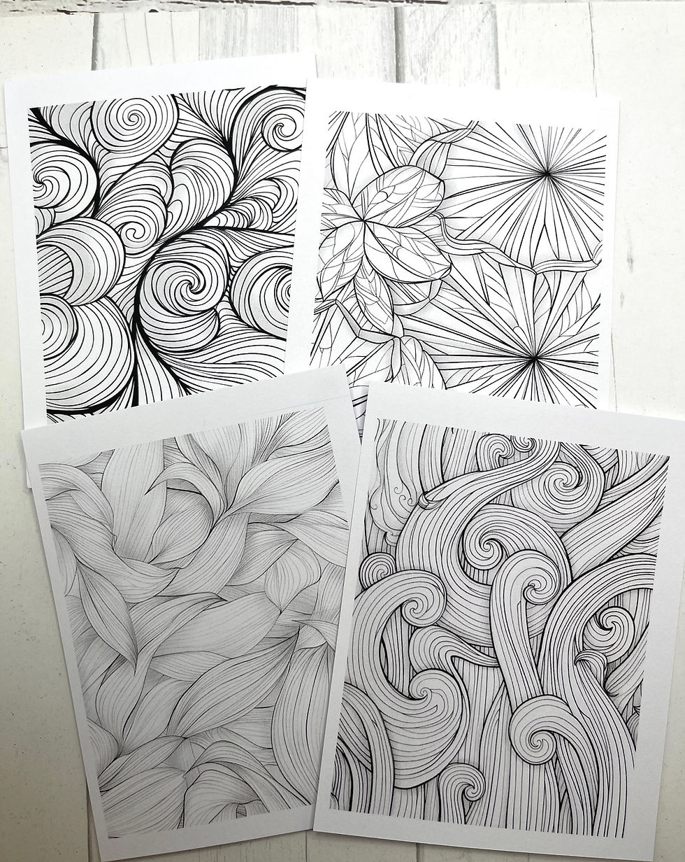 Thumbnail: Coloring Card Panels Abstract Swirls 20 Designs White Cardstock for Cards Geomet