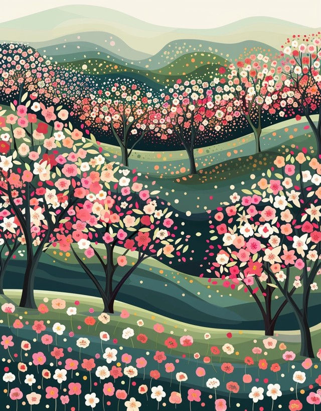 Thumbnail: Flowering Trees Coloring Book 20 Coloring Pages Instant Download