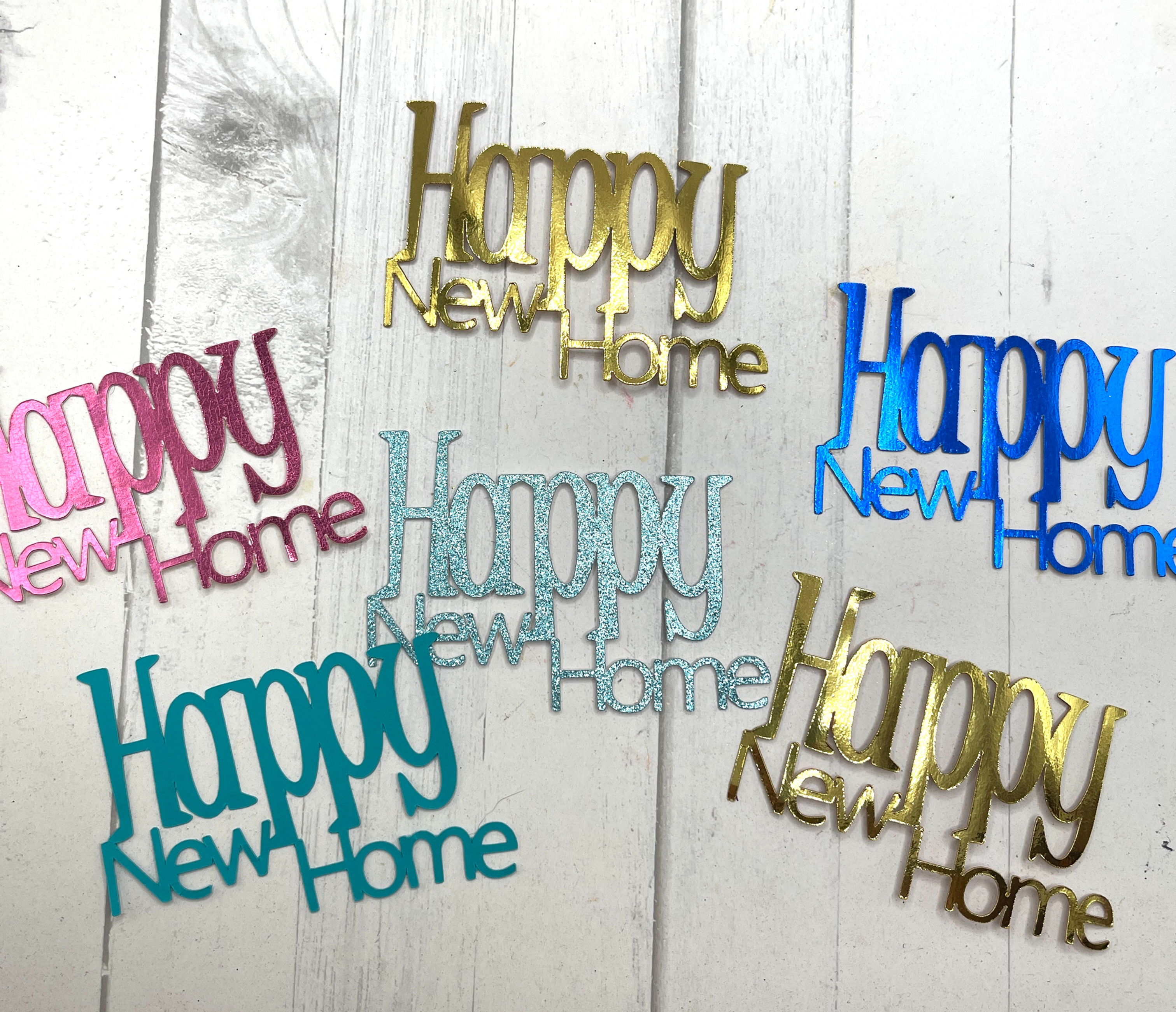 Die Cuts HAPPY NEW HOME 7 Sets Foil Mirror Glitter Specialty Basic Cardstock