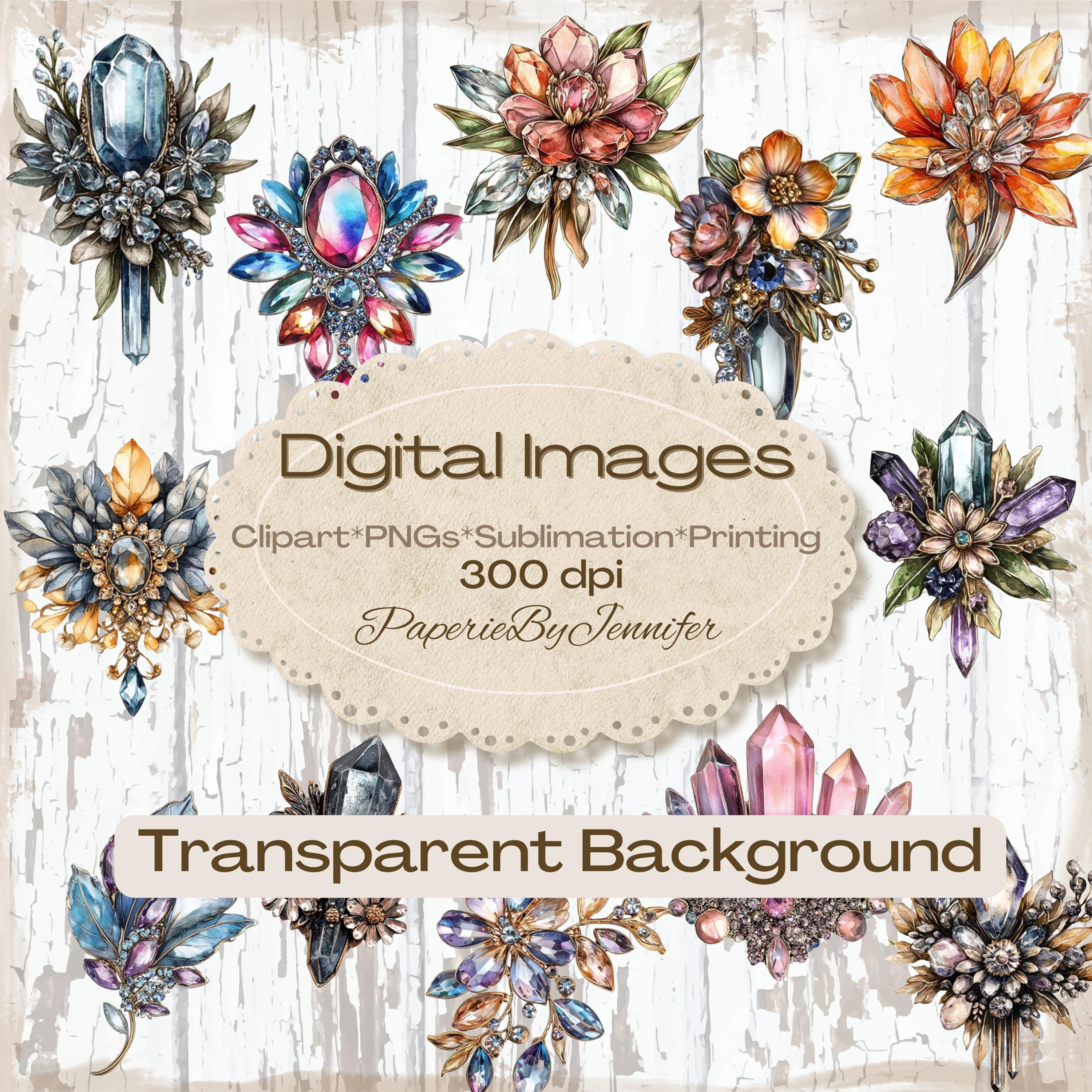 Crystal Brooches Clipart Images 12 Instant Download