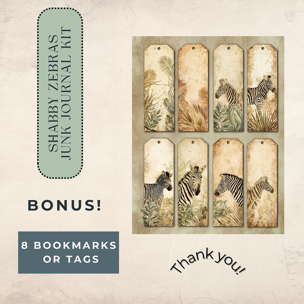Thumbnail: Shabby Zebra Junk Journal Kit Instant Download Designs 