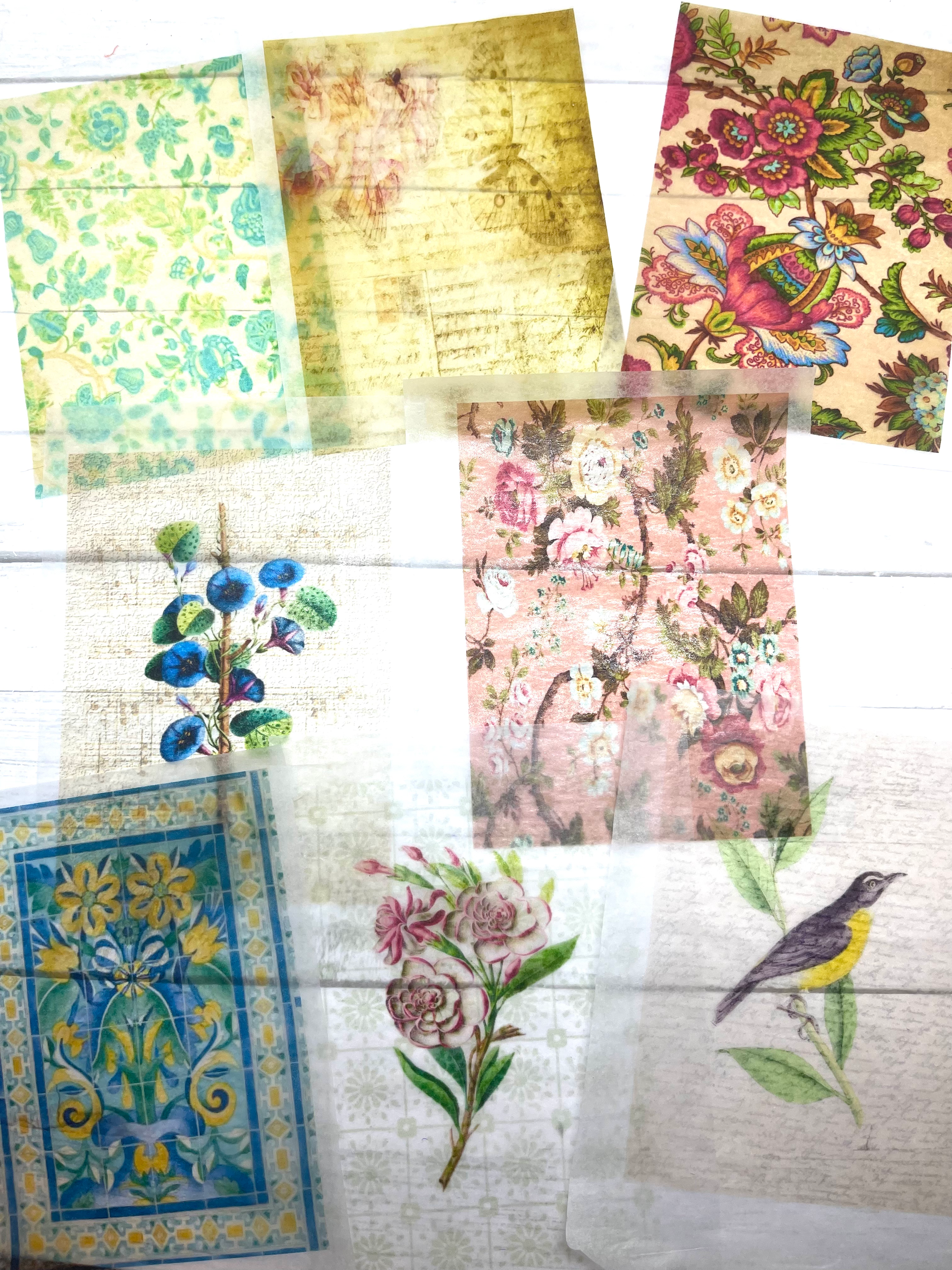 OOAK Handmade Modern Glassine Style Prints Junk Journal 4x3 inches Set of 8