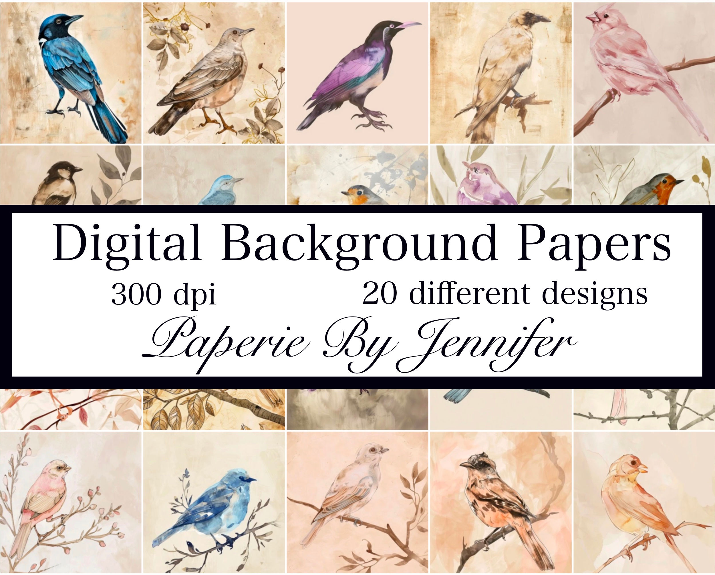 Vintage Birds Images 20 Instant Download Opalescen