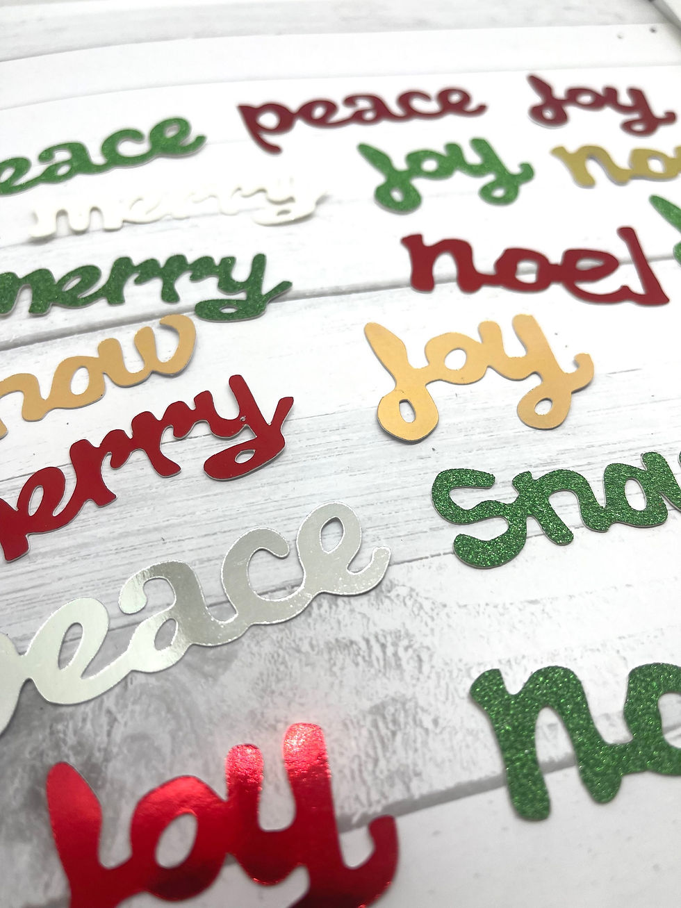 Thumbnail: Die Cuts Quirky Noel, Snow, Merry, Peace, Joy 22 Pieces *You Choose color* Foil
