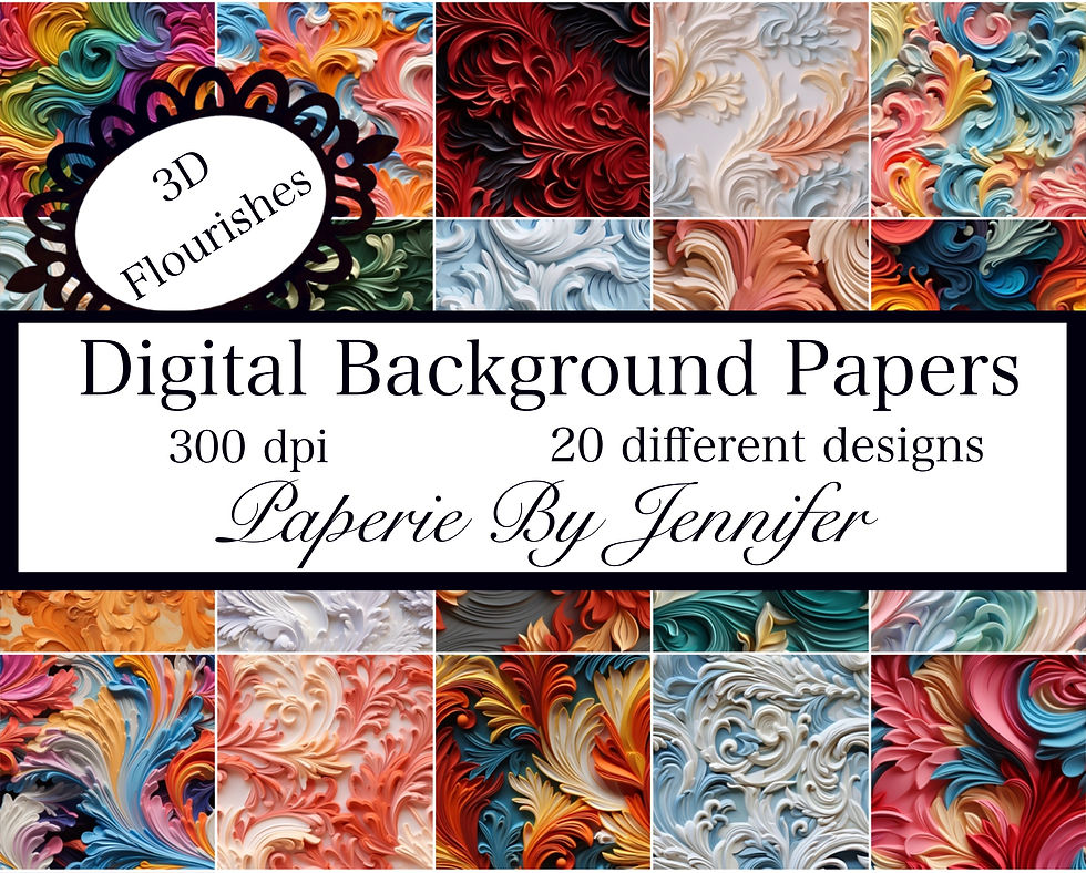 Thumbnail: 3D Flourishes DIGITAL 20 Card Background Printable Scrapbook