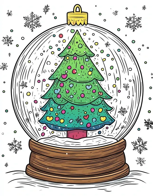 Thumbnail: Snowglobe Coloring Book 20 Pages Instant Download